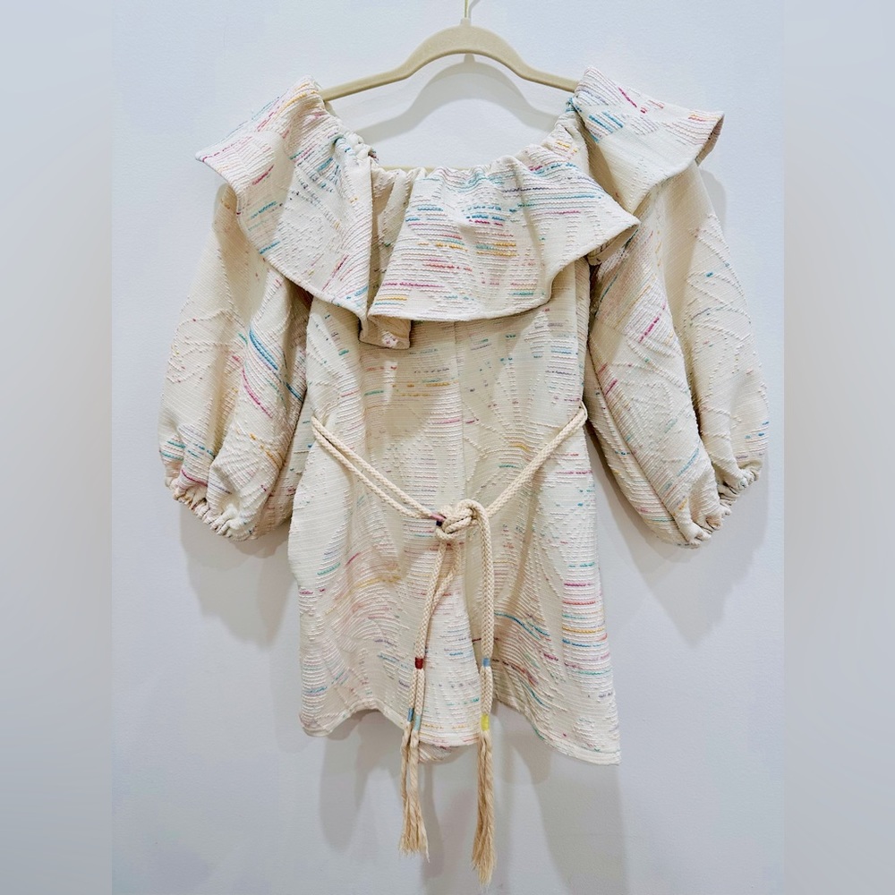 NWT - Something Navy - Rainbow Ruffle Off Shoulder Romper
